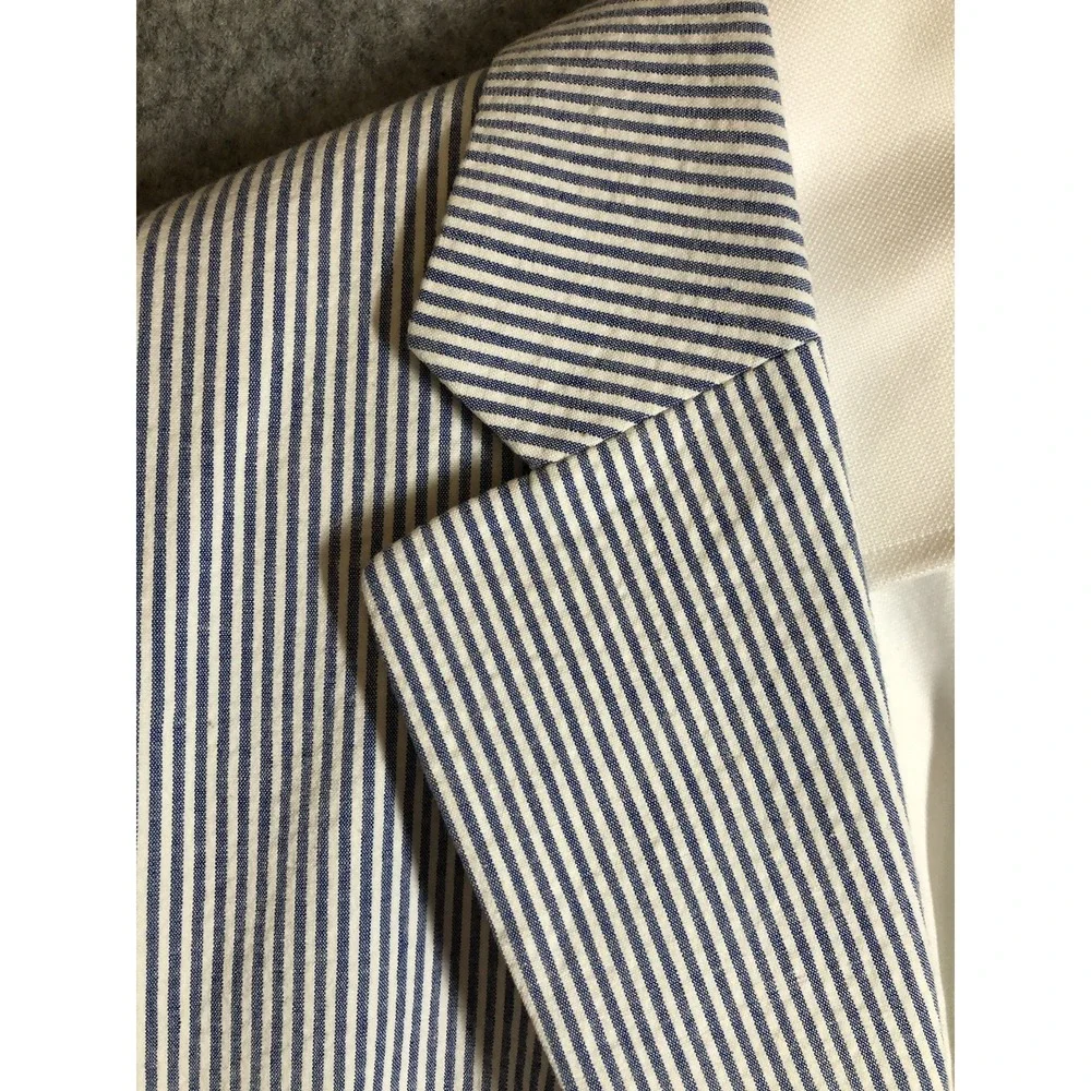 Nautica Blazer 38R Blue Stripe Cotton Seersucker Stretch Suit Coat Jacket w Tags
